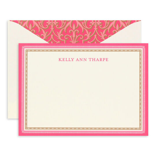 Pink and Gold Flat Correspondence Cards